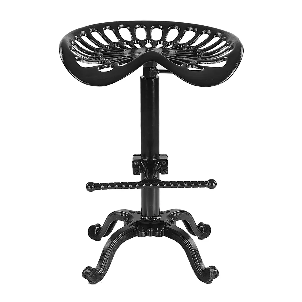 

iKayaa Chair Industrial Style Cast Iron Tractor Seat Bar Stool Adjustable Height Swivel Metal Barstool Chair W Footrest Stool