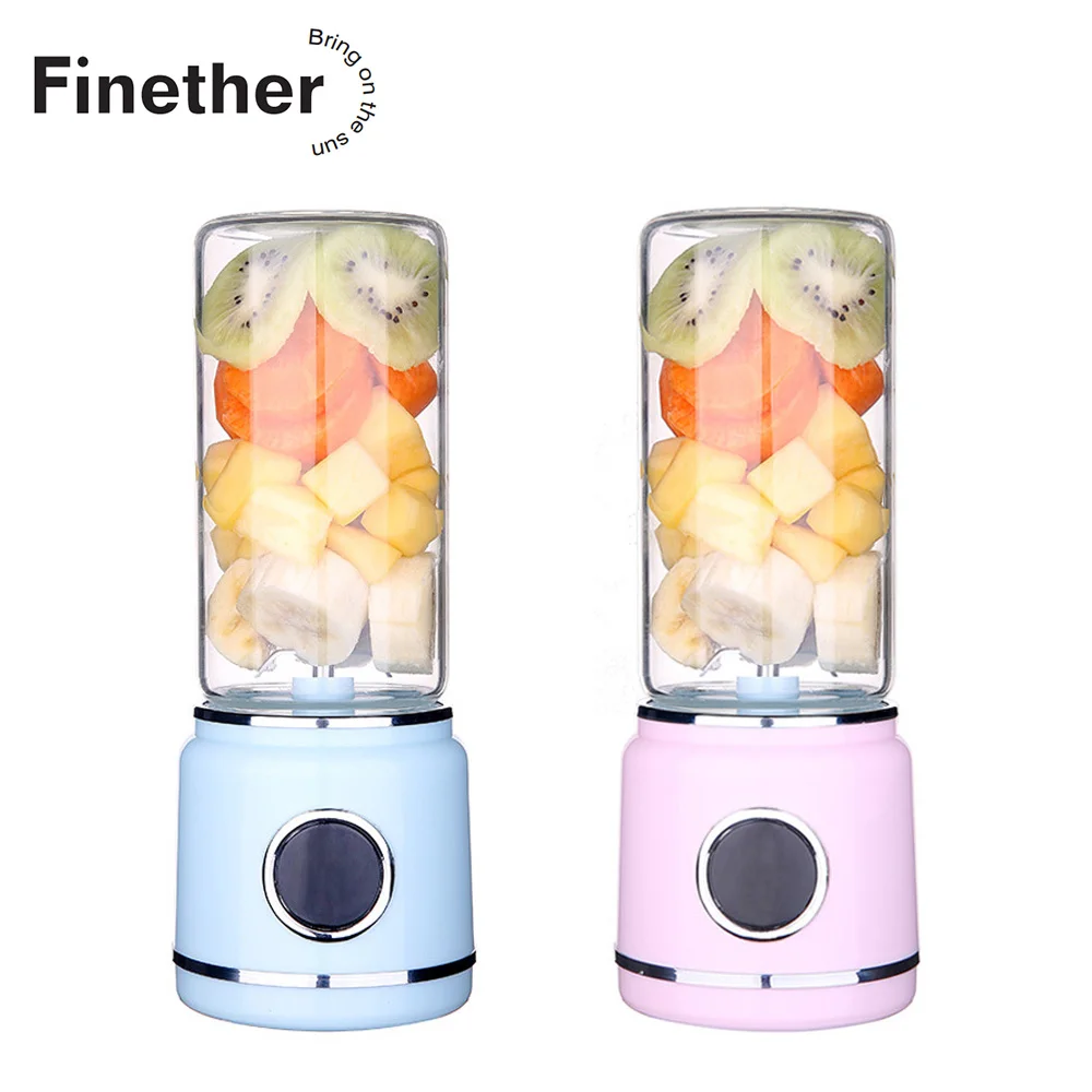 

Finether Portable Juicer Blender Cup Multi Functions 6 Stainless Steel Blades Detachable USB Rechargeable