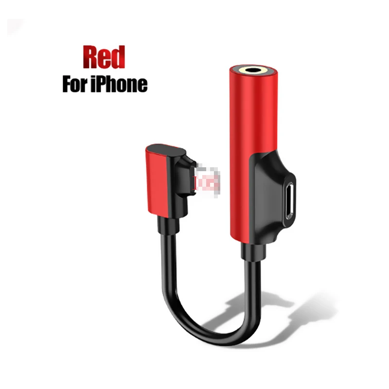 2 в 1 адаптер для iPhone до 3,5 мм Aux аудио наушники и для Apple Jack конвертер для iPhone Lighting Adaptator - Цвет: Red For ios