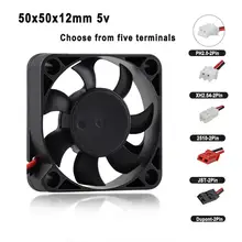 Ventilateur de refroidissement Axial 5cm, 2 broches, connecteur Dupont JST 5V 5012 50mm x 50mm x 12mm DC, Mini radiateur, 2 pièces par lot