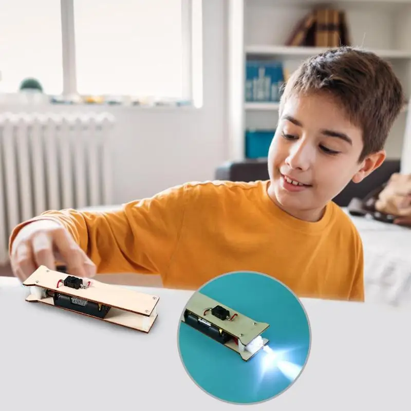 DIY фонарик физика деревянные игрушки комплект прекрасная простота безопасности милая форма детские развивающие наука собрать ремесло
