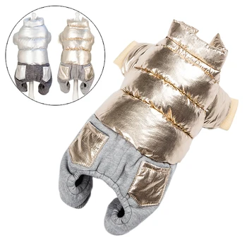 

Silver Gold Dog Down Jacket Jumpsuit for Dogs Winter Pet Clothes for Yorkies Maltese Cat Overalls Puppy Clothing ubranie