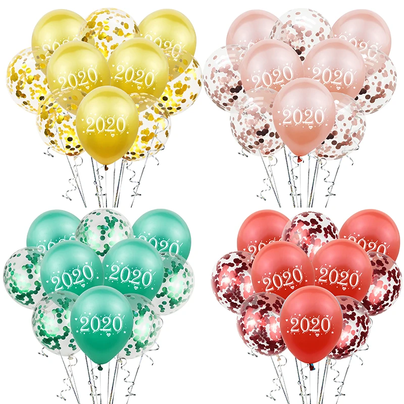 

LAPHIL Rose Gold New Year Confetti Balloons 12inch Inflatable Helium Air Ballons Happy New Year 2020 Christmas Party Supplies