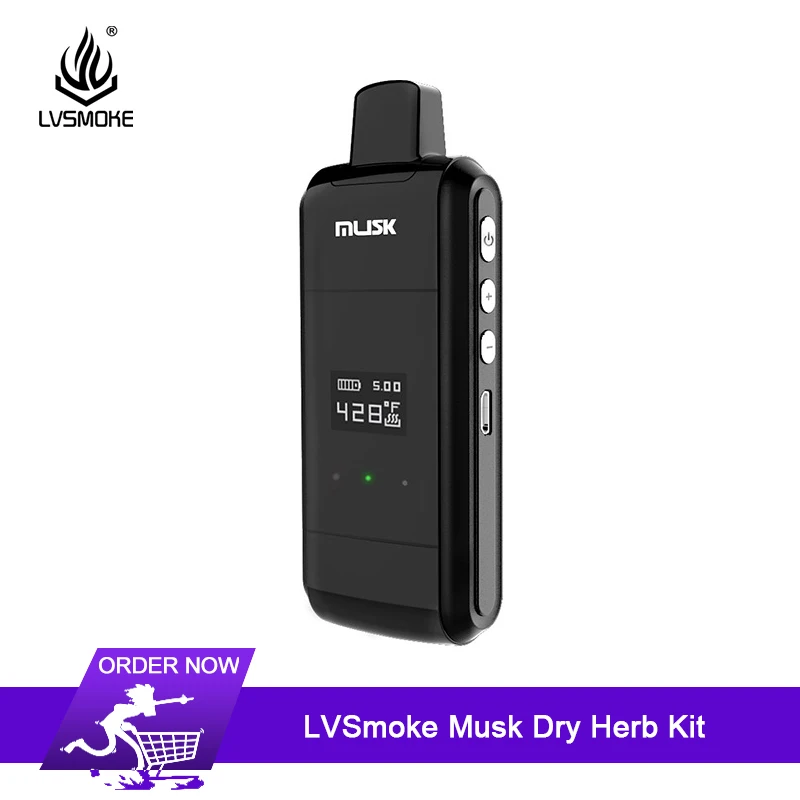 

LVSmoke Musk Dry Herb Kit Electronic Cigarettes 1000mAh with OLED Display and Vibrating alert herbal vaporizer VS X MAX Starry