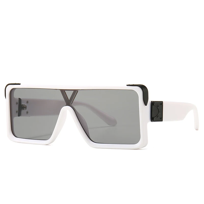 Модные квадратные солнцезащитные очки для женщин мужские роскошные дизайнерские солнцезащитные очки с плоским верхом стиль UV400 черные розовые оттенки - Цвет линз: C4 WhiteBlack BlaGra