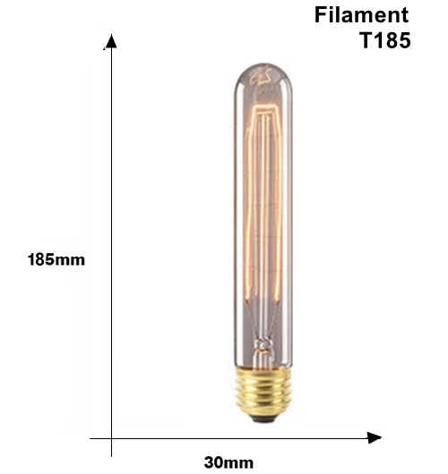 T185 Filament Ретро винтажная лампа Эдисона e27 40 Вт 220 В декоративная лампочка эдисона лампа ретро лампа накаливания спиральные лампы накаливания - Цвет: T185 Filament