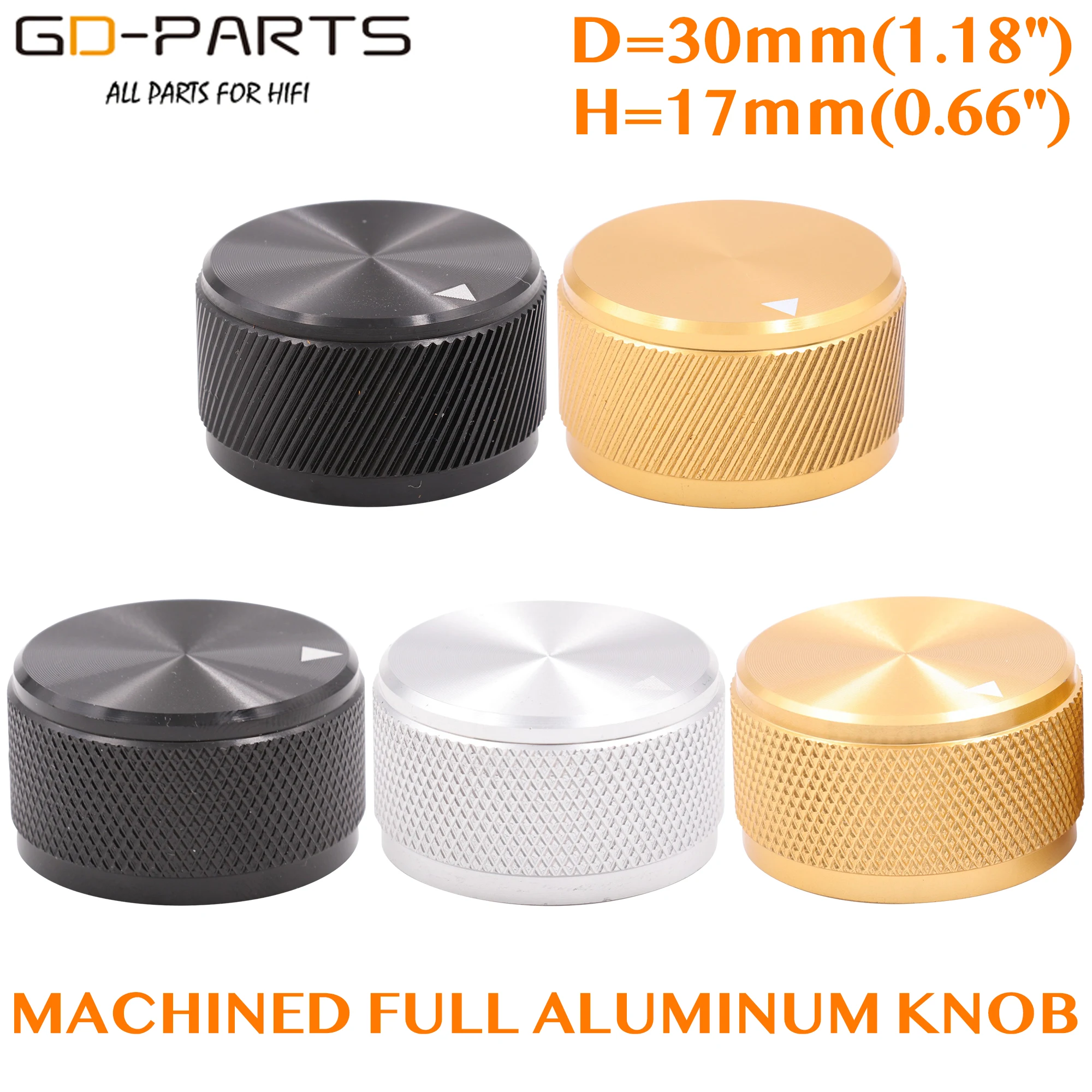 

30*17mm Machined Solid Full Aluminum Knob Volume Potentiometer Cap For Hifi Guitar Amplifier Effect Radio Turntable Recorder