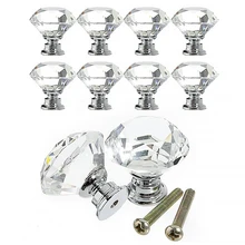 8 шт стеклянная ручка шкафа с винтами Алмазная форма ручка ящика шкафа Потяните кристалл ручка ящика