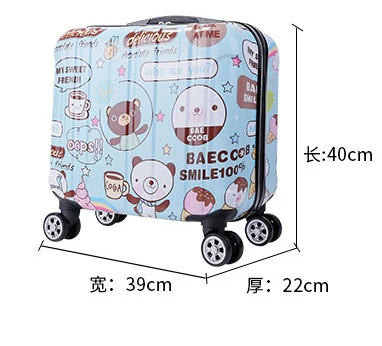 Мультяшный детский багажный комплект, детский Дорожный чемодан на колесиках, для девочек, каюта, багаж на колесиках, 18 дюймов, для переноски, чемодан, сумка