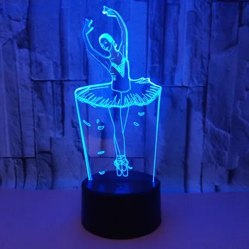 

3D Led Creative Atmospheres Desk Dance Girl Lamp Modelling Nights Lights 7 Color Change Decorations Children Bedside Lightings