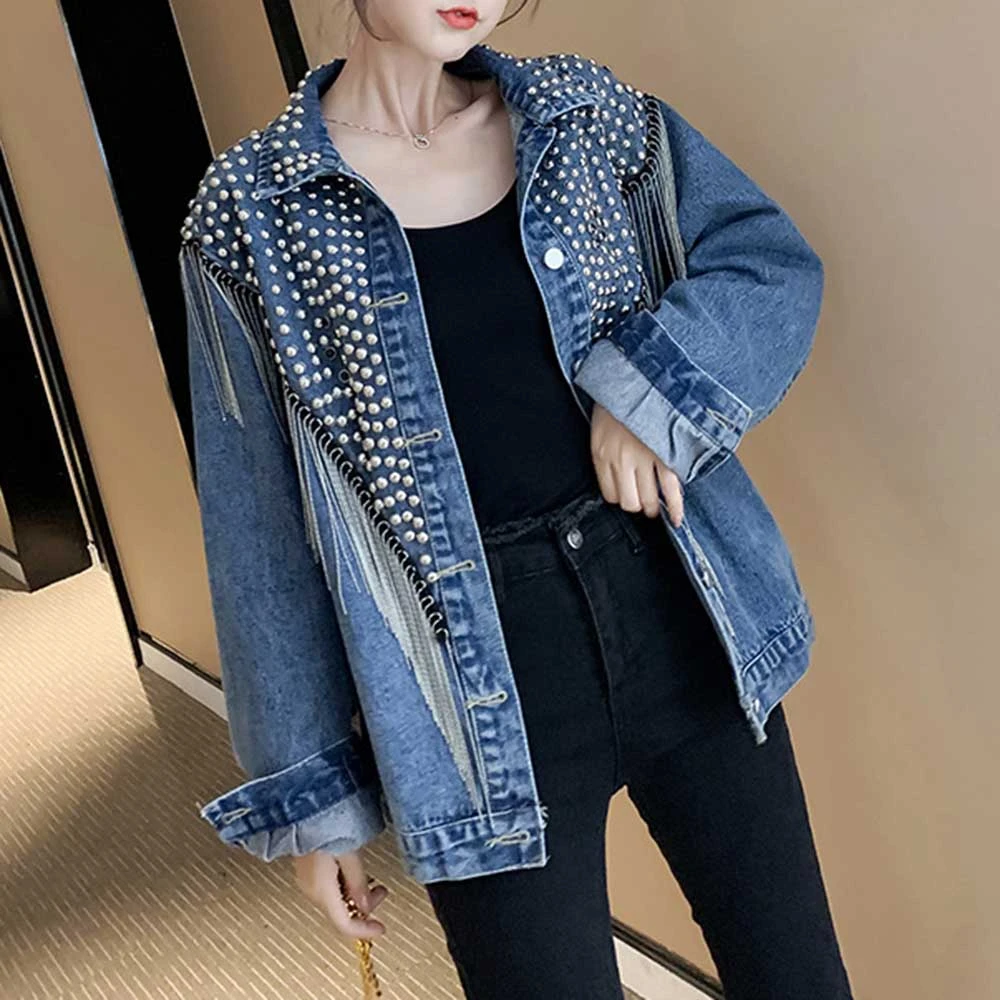 black tassel denim jacket