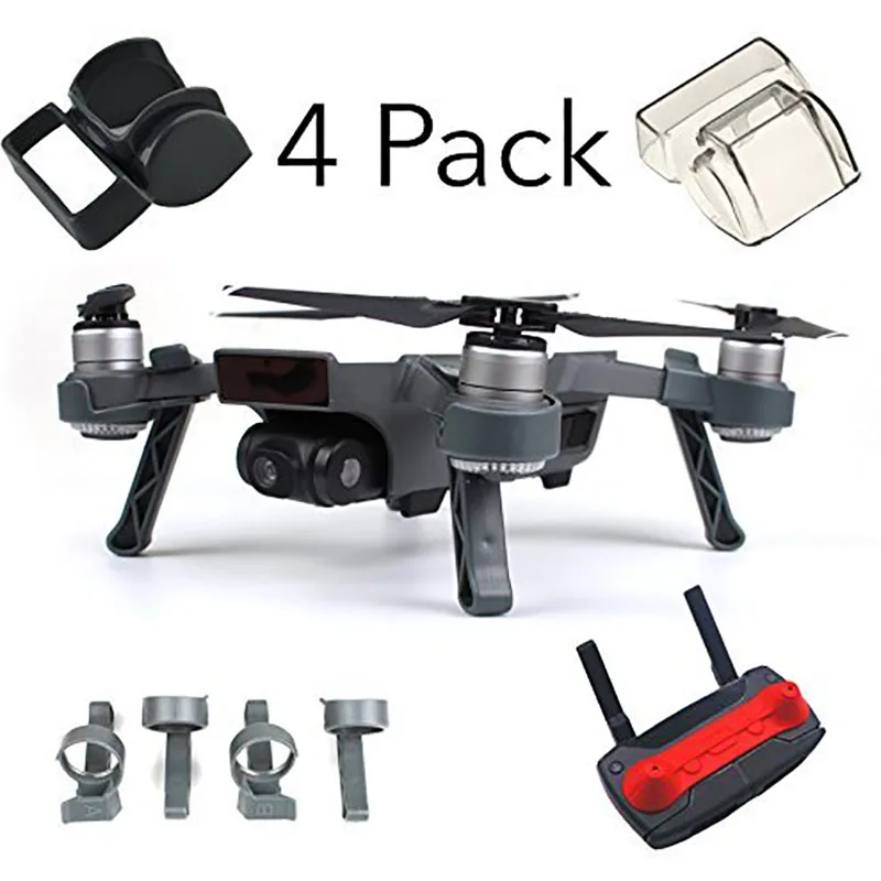 4 pack Комплекты аксессуаров для DJI Spark, крышка объектива, защита от солнца, защита шасси, пузырьковый пульт дистанционного управления - Цвет: 4 pack