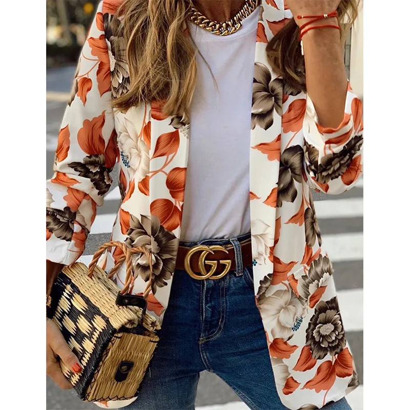 

Blazer Women Spring Designer Jacket Cardigan Outwear Casual Korean Print Work Blazer Dress Suit Chaqueta Mujer кђѬка женская
