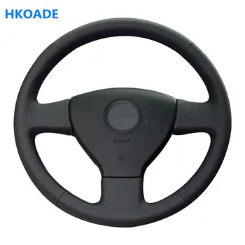 

DIY Black Artificial Leather Hand-stitched Car Steering Wheel Covers Wrap for Volkswagen Golf 5 Passat B6 Jetta 3 Tiguan Touran