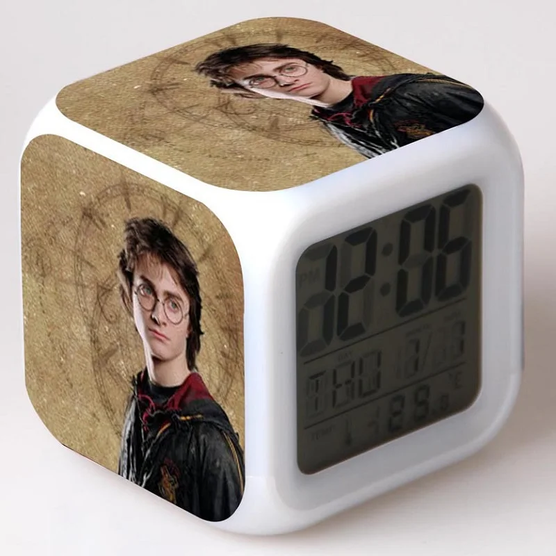 Harri Potter Гермиона Аниме Фигурки игрушки будильник студенческий стол светодиодный цифровой Цвет Изменение Часы Ночник светильник термометр подарок