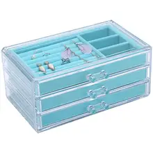 

80% HOT SALES!!! 3 Layer Acrylic Ring Earrings Organizer Jewelry Storage Drawer Box Container