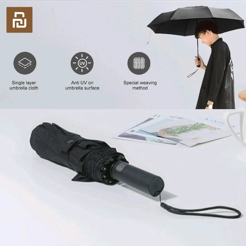 Xiaomi paraguas plegable automático para hombre y paraguas UV impermeable, a prueba de viento, color verano e invierno| Paraguas| - AliExpress