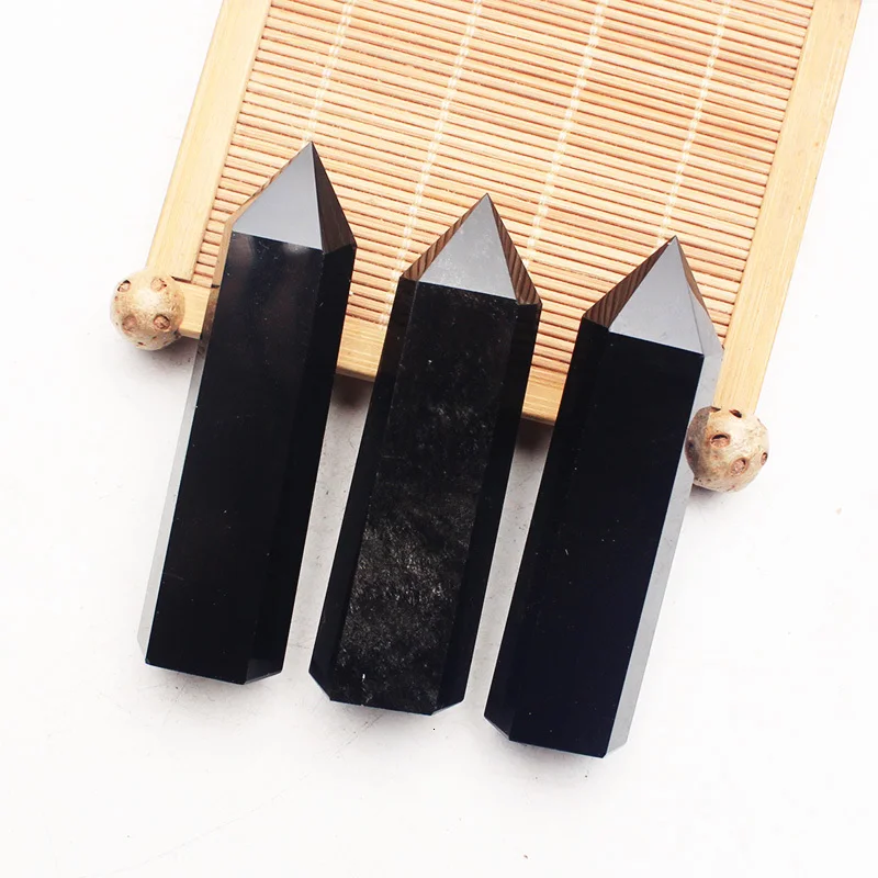 Natural obsidian quartz crystal WAND POINT Home Furnishing Feng Shui Pendulum Decorate Energy Healing Stone | Дом и сад