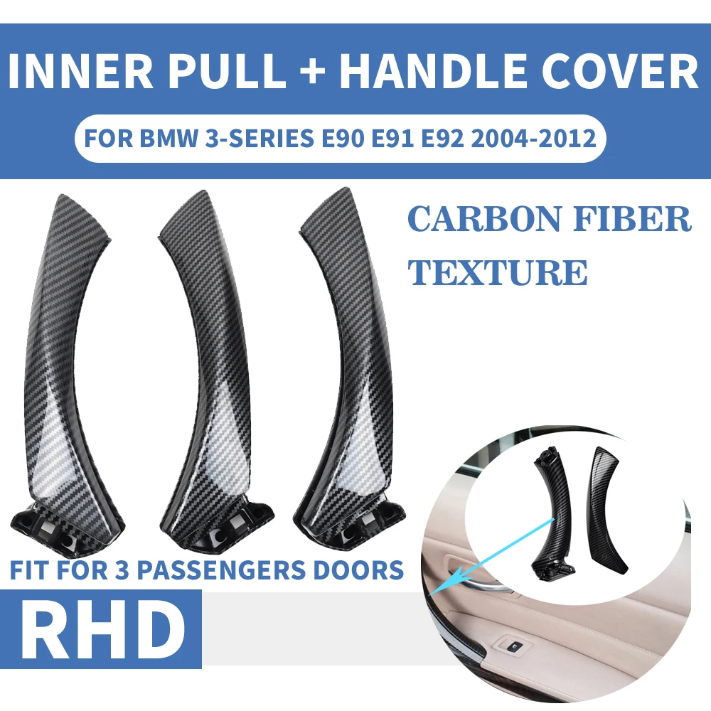 6pcs/set Lhd Rhd Right Hand Drive Carbon Fiber Texture Car Inner Handle