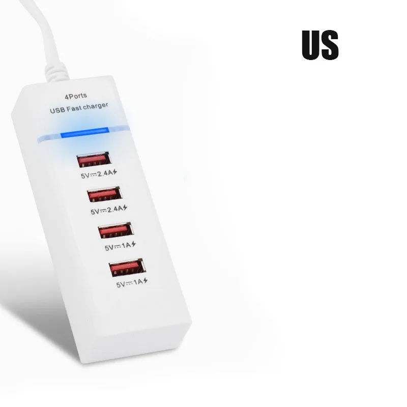 Универсальное быстрое зарядное устройство для телефона с 4 usb-портами, настенный адаптер для быстрой зарядки для IPhone и мобильных телефонов samsung, штепсельная вилка европейского и американского стандарта - Тип штекера: white Plug US