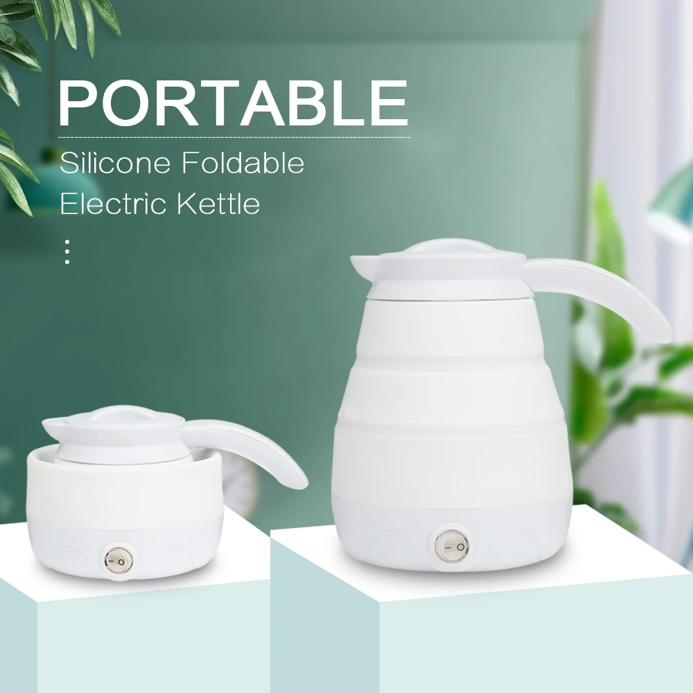Electric Water Kettle 600ml Portable Silicone Foldable Thermal