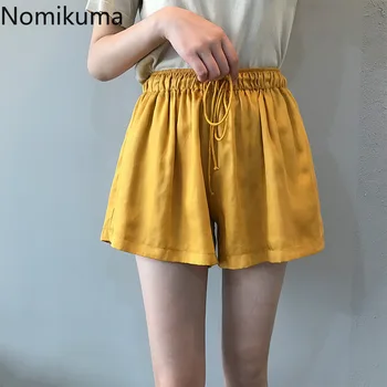 

Nomikuma 2020 Spring Summer New Women Shorts Lace Up Stretch High Waist Wide Leg Bottoms Korean Causal Short Feminimos 6A241