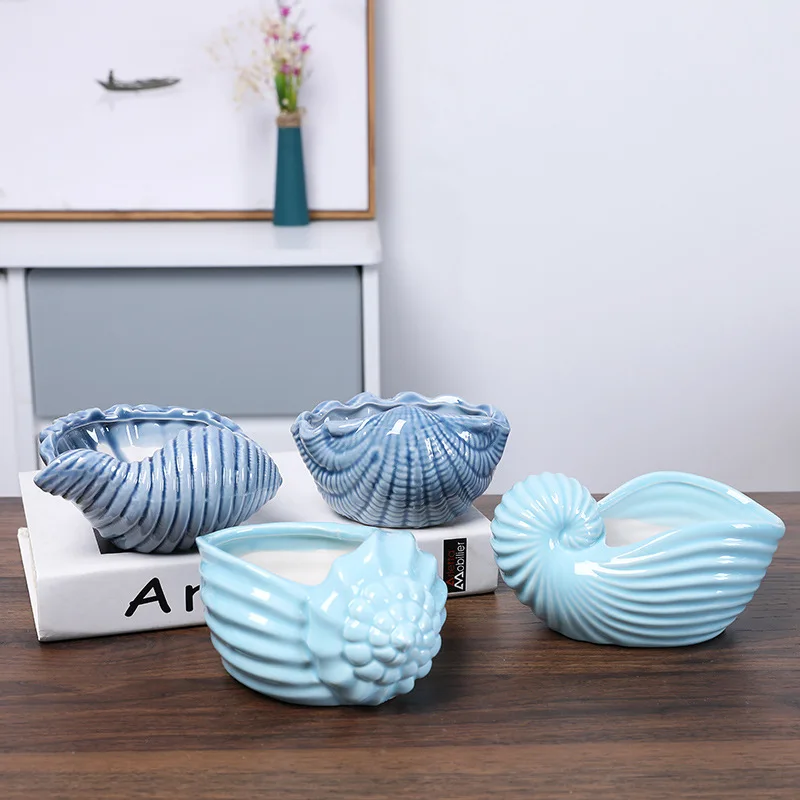 

European style marine succulent plant pot stoneware breathable flow glaze animal flower pot European style succulent flower pot