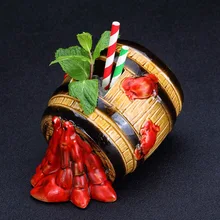 Гавайский стиль тропический отшельник Краб дубовый винный бочонок моделирование керамический охладитель холодный напиток тики кружка для коктейля стеклянная индивидуальная чашка