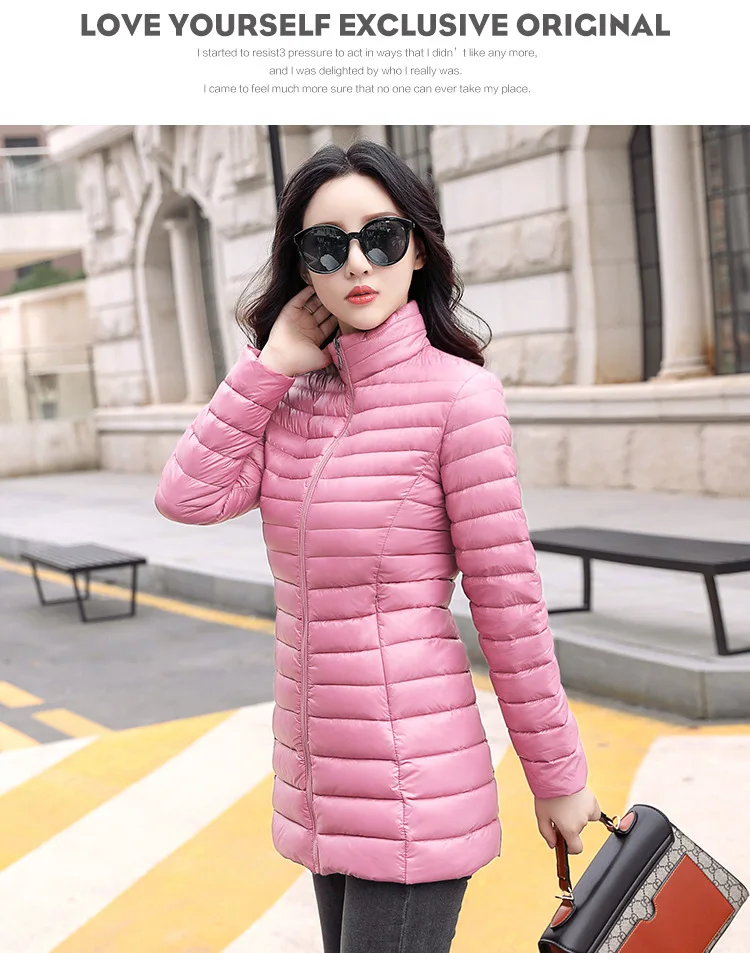 Winter New Style Women's Thin down Jacket Cotton-padded Clothes Large Size Mid-length Slim Fit Slimming Cotton-padded Clothes Ko