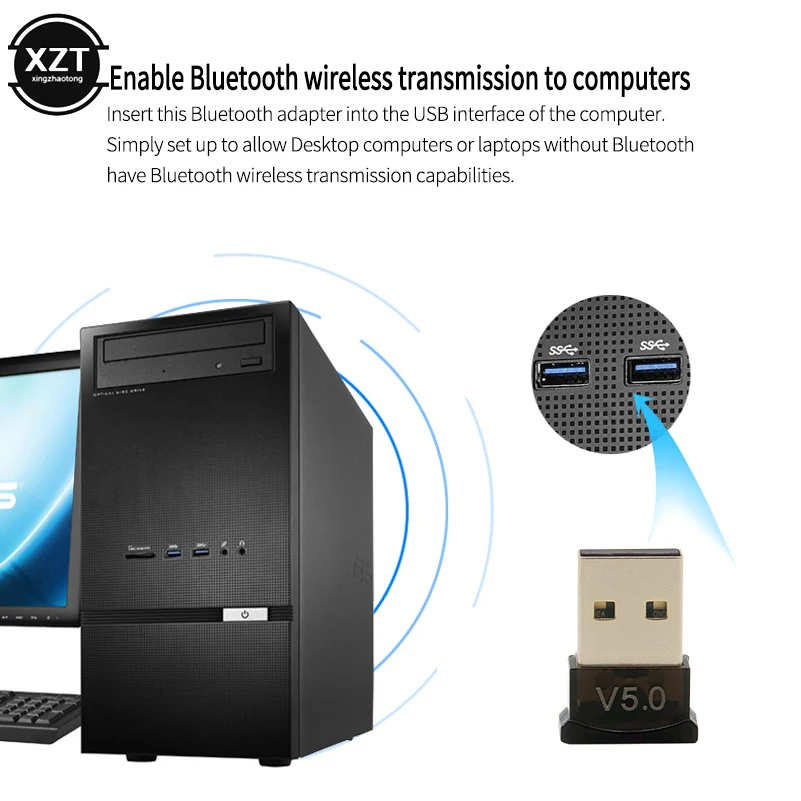 USB Bluetooth адаптер V5.0 Настольный беспроводной аудио приемник передатчик ключ для PS4 компьютерная мышь Aux аудио динамик музыка