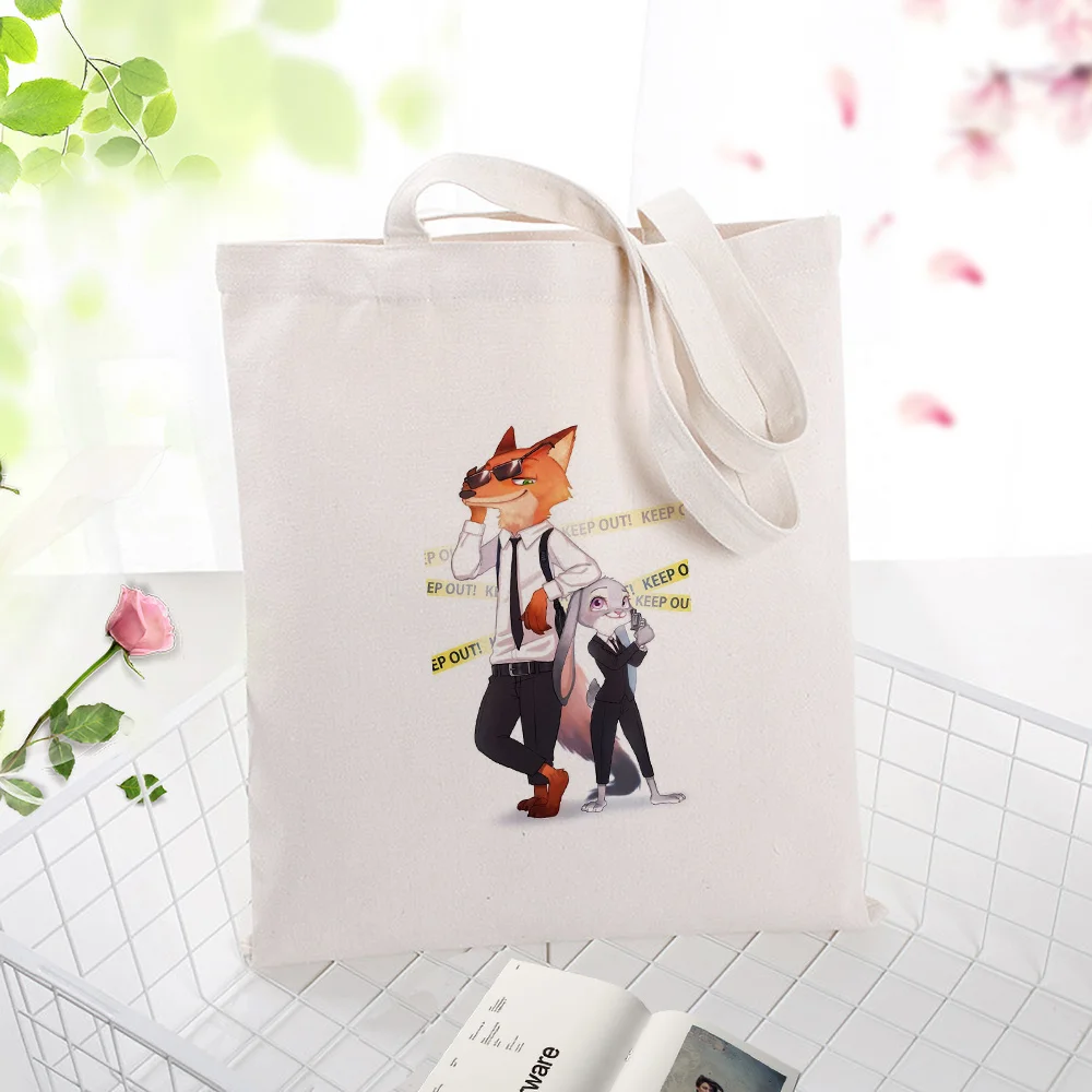 Zootopia серийная Холщовая Сумка для ежедневного использования текста DIY пользовательская печать сумка для покупок с логотипом экологический многоразовый сумка из перерабатываемого материала
