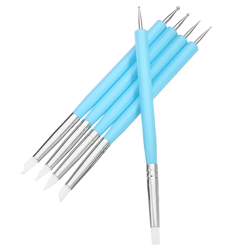 Синий DIY 5X2 способ гончарная глина шарики Stylus инструменты полимерные инструменты для создания скульптур из глины инструменты для нейл-арта Силиконовые Цветные Формочки инструмент для раскрашивания - Цвет: Синий