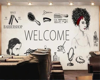 

beibehang papier peint mural 3d European mural and American brick wall barber shop tooling painting 3d wallpaper background wall