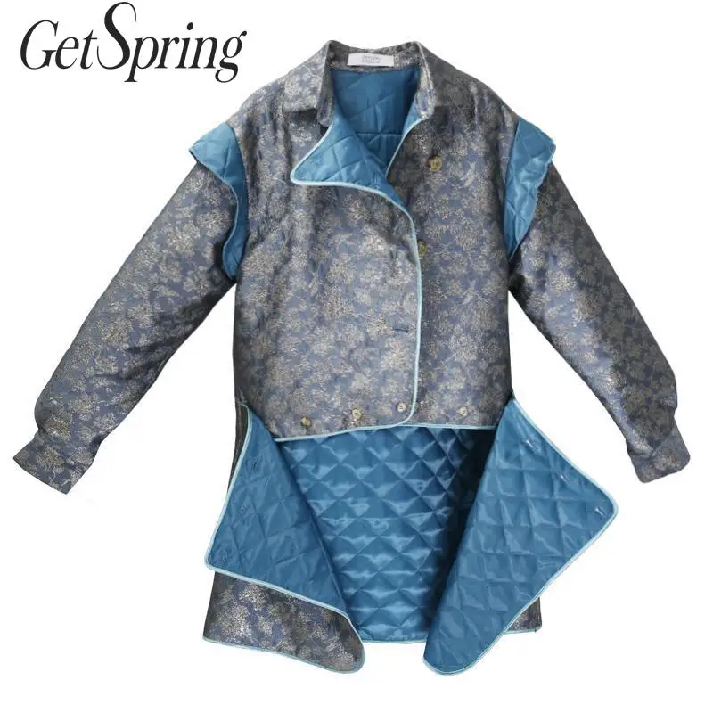 GetSpring Женская парка зимняя верхняя одежда куртка пальто яркое шелковое