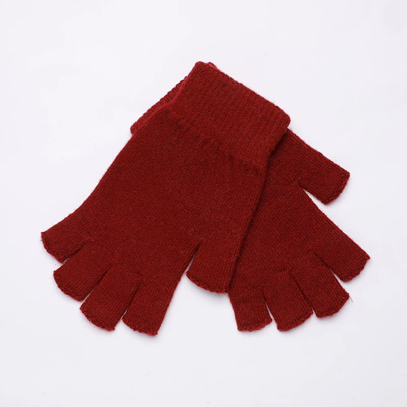 10Rust Red Sparsil мужские и женские кашемировые перчатки с половинными пальцами короткие шерстяные вязаные митенки зимняя теплая шапка унисекс шерстяные эластичные перчатки без пальцев - Цвет: 10Rust Red