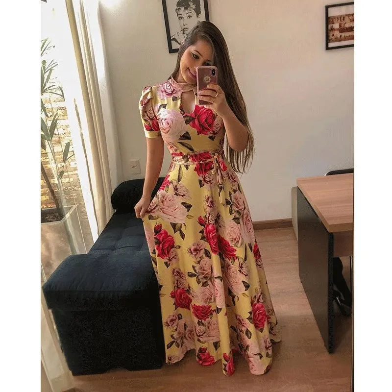 

Hot Selling Standard Code Sexy Fashion Digital Printing Europe And America Women's Big Skirt Dress