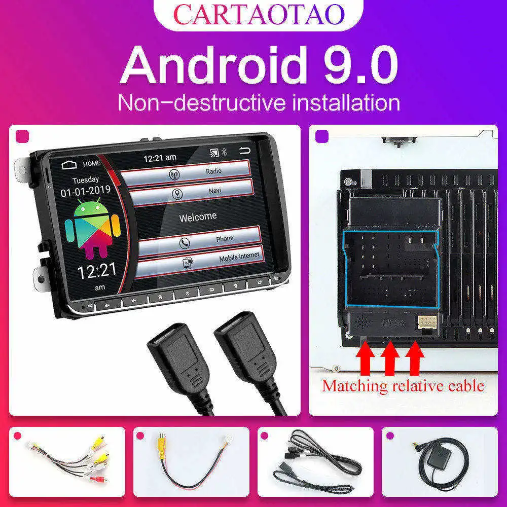 " Android 9,0 автомобильный Радио gps навигация для VW Skoda Octavia Golf 5 6 touran passat B6 jetta Polo Tiguan RDS SD мультимедийный плеер - Цвет: A