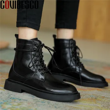 

COVIBESCO 2020 Side Zipper Autumn Winter Boots Band Design Female Thick Heels Shoes For Women Dancing Office Lady Shoes Woman