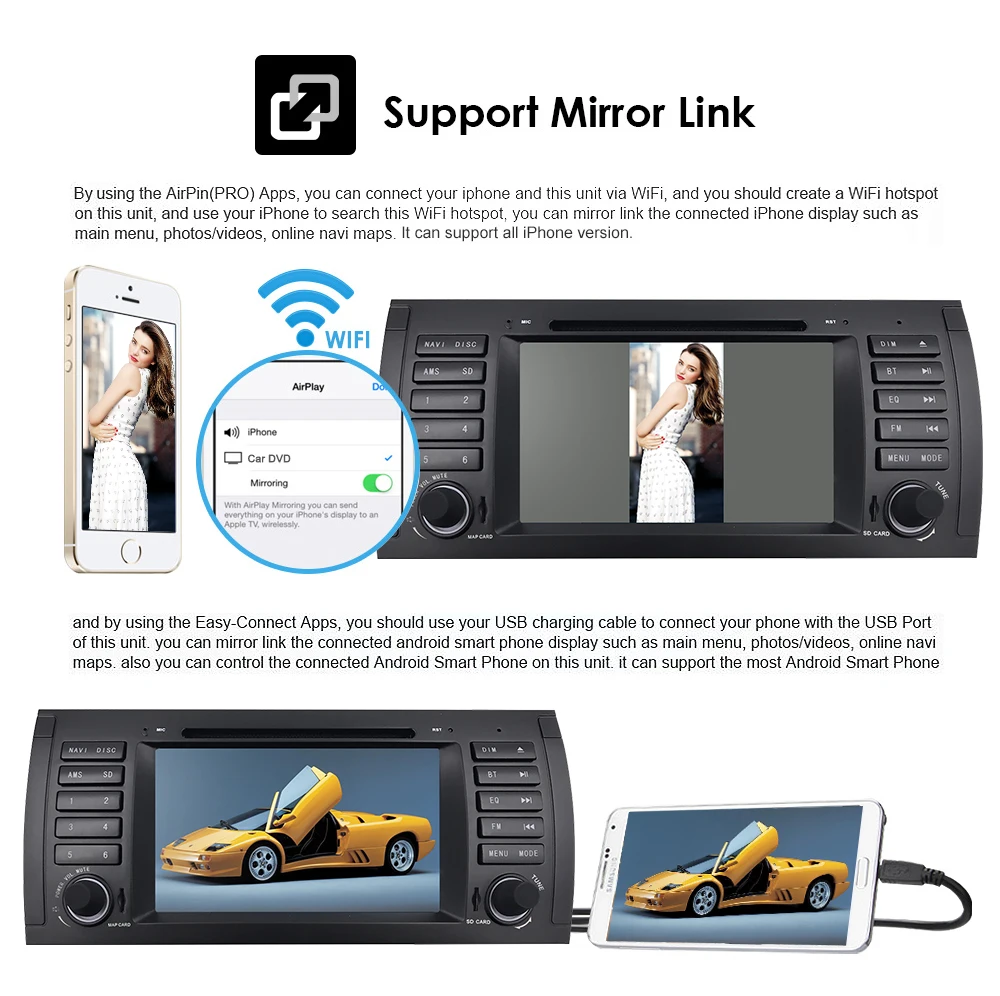 Excellent IPS Android 9.0 4G+64G Car DVD PLAYER For BMW X5 E53 E39 GPS stereo audio navigation multimedia screen head unit SWC DVR RDS DAB 12