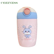 Tasse thermique confortable pour enfants, petit ours de dessin animé, garder au chaud avec épaule en paille, jolie bouteille d'eau Portable pour enfants, nouvelle tasse chaude