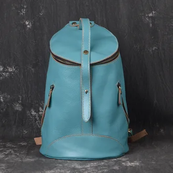 

Beautiful Sky Blue Natural Genuine Leather Unique Design Women Backpack