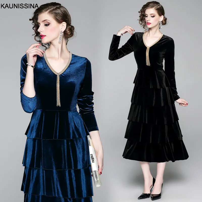 Женское коктейльное платье KAUNISSINA Элегантное Длинное Платье с многослойными