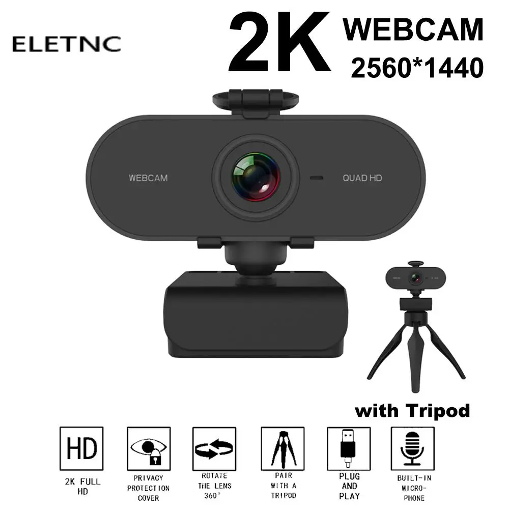 Webcam 2K Full HD Web Camera With Microphone USB Plug Video Web Cam For PC Computer Laptop Mini Cam Accessories Gamer Webcast