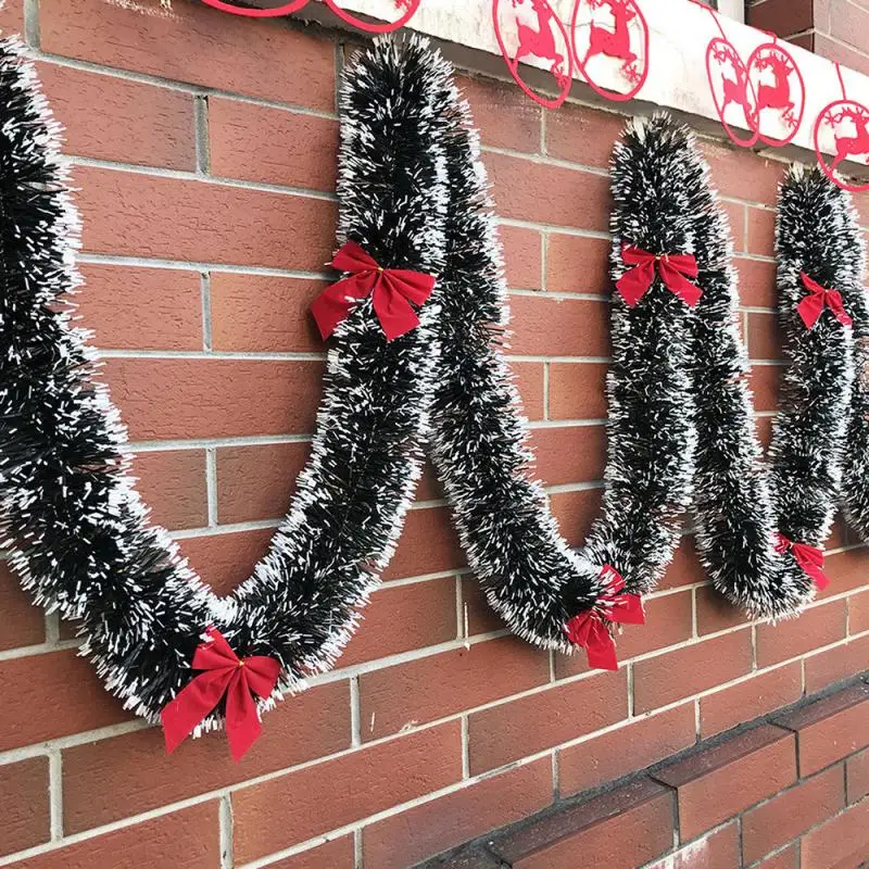 2m Christmas Tree Bowknots Tinsel Garland Home Party Wall Door Decor Ornaments
