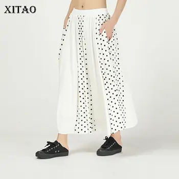 

XITAO Irregular Pleated Skirt Elastic Waist 2020 Spring Summer Pocket Plus Size Small Fresh Patchwork Pot Elegant Skirt XJ4528