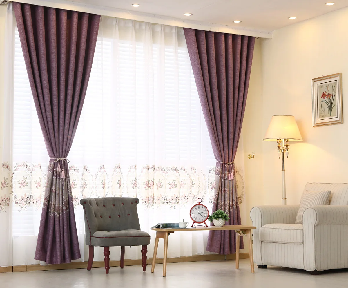 Жаккардовые хлопковые зеркальные занавески с цветочной вышивкой затемняющие в