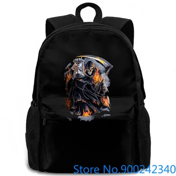 

Grim Reaper Time Is Up | Death Metal Skeleton Blade Scythe for Printed New Style women men backpack laptop travel school