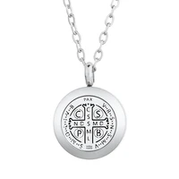 St. Benedict necklace 316L stainless steel pendant diffuser locket magnetic essential oil diffuser necklace aromatherapy jewelry 1