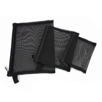 

Zipper Mesh Bags, Pack of 3 (S/M/L), Beauty Makeup Cosmetic Accessories Organizer, Travel Toiletry Kit Set Storage Pouch, Black