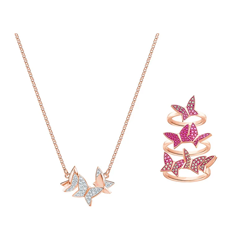 High Quality Original SWAN Fashion Elegant Charming Butterfly Shape DIY Suit Jewelry for Woman Gift Free Shipping